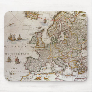 Mousepad Mapa antigo de Europa por Willem Jansz Blaeu,