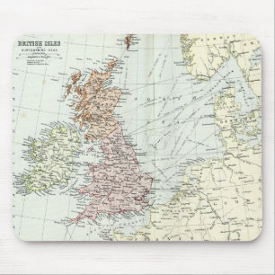 Mousepad Mapa antigo de ilhas britânicas e de mares