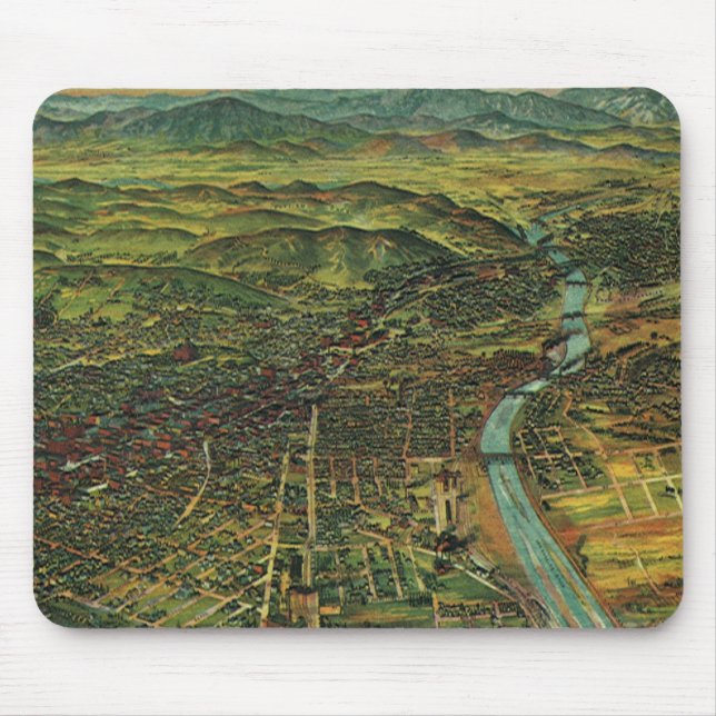 Mousepad Mapa Antigo de Los Angeles, Califórnia e Rio (Frente)