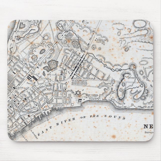 Mousepad Mapa antigo de New York (Frente)
