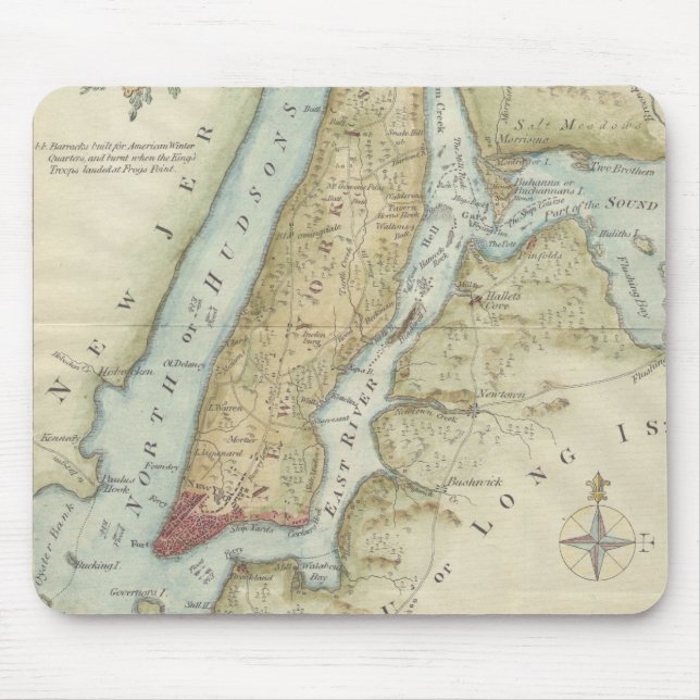 Mousepad Mapa Antigo de Nova York (1869) (Frente)