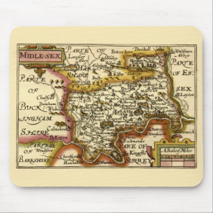 Mousepad Mapa Antigo do Atlas do Condado Médio de Middlesex