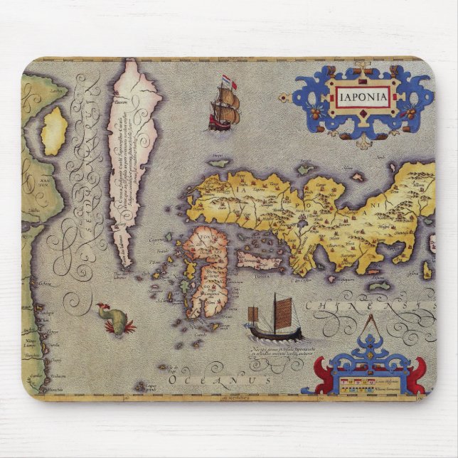 Mousepad Mapa antigo do Japão por Mercator e Hondius (Frente)