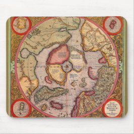 Mousepad Mapa antigo do Polo Norte por Mercator