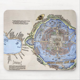 Mousepad Mapa antigo do Tenochtitlan capital asteca
