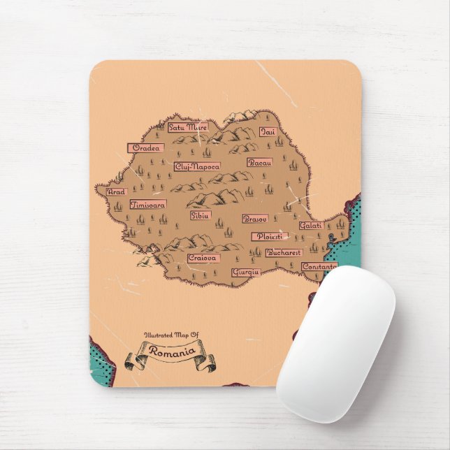 Mousepad Mapa Antigo dos Condados da Roménia (Com mouse)