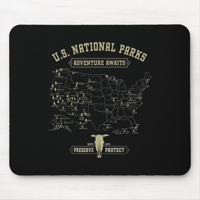 Mousepad Mapa Antigo dos Parques Nacionais - Acampamento Am (Frente)