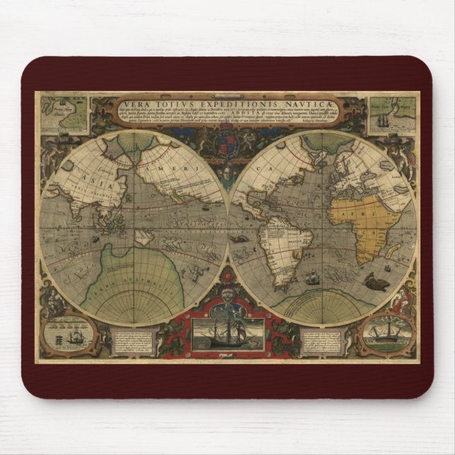 Mousepad Mapa Antiquado do Mundo (Frente)