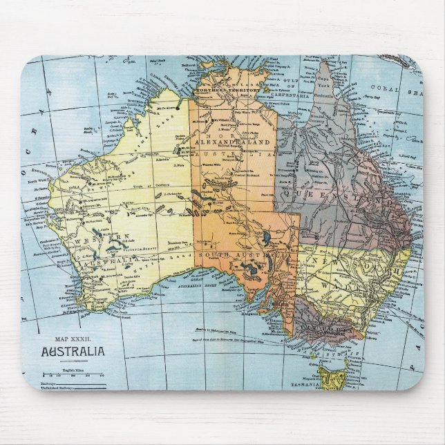Mousepad MAPA: AUSTRÁLIA, c1890 (Frente)