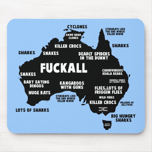 Mousepad Mapa australiano engraçado (Frente)