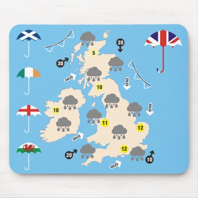 Mousepad Mapa BRITÂNICO da previsão de tempo (Frente)