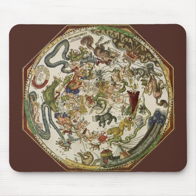 Mousepad Mapa Celeste de Peter Apian, Astronomia Vintage (Frente)