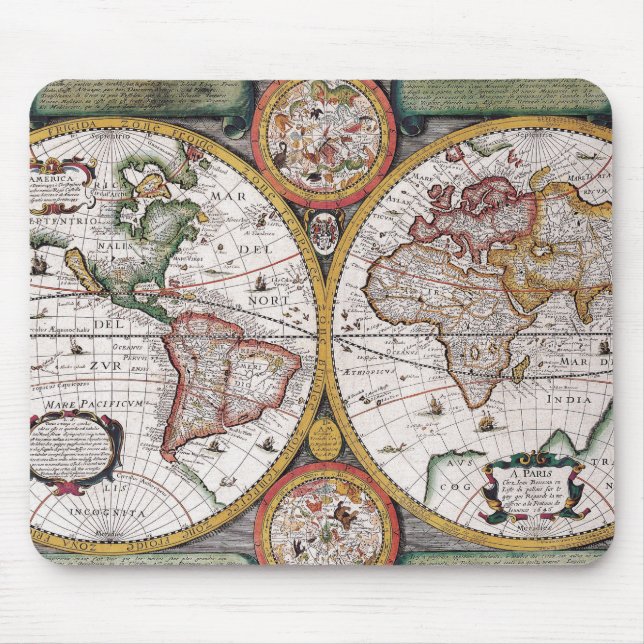 Mousepad Mapa Celestial Antigo com Diagramas do Zodíaco (Frente)
