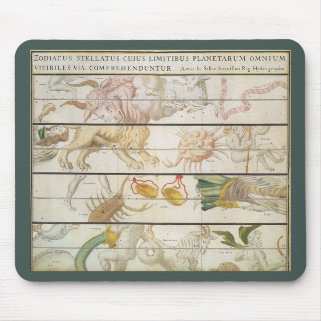 Mousepad Mapa Celestial da Vintage, Astronomia de John Sell (Frente)