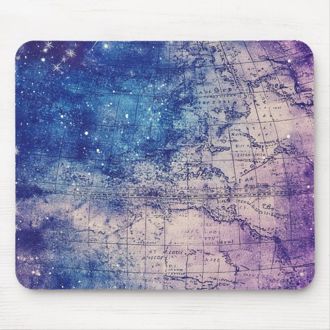 Mousepad Mapa Celestial Roxo Místico do Mundo (Frente)