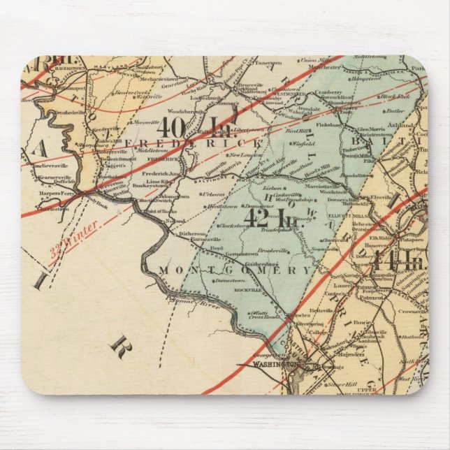 Mousepad Mapa climatológico do Estado de Maryland (Frente)