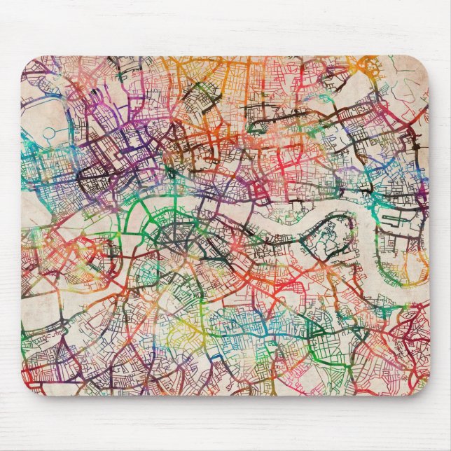 Mousepad Mapa da Aquarela de Londres (Frente)
