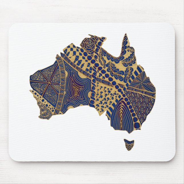 Mousepad Mapa da Austrália - Azul-azul-vermelho (Frente)