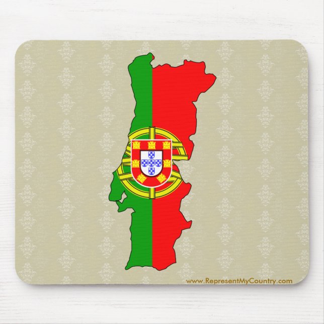 Mousepad Mapa da bandeira de Portugal sem redução (Frente)