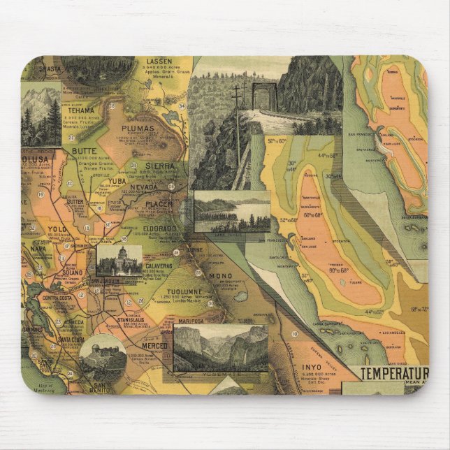 Mousepad Mapa da Califórnia (Frente)