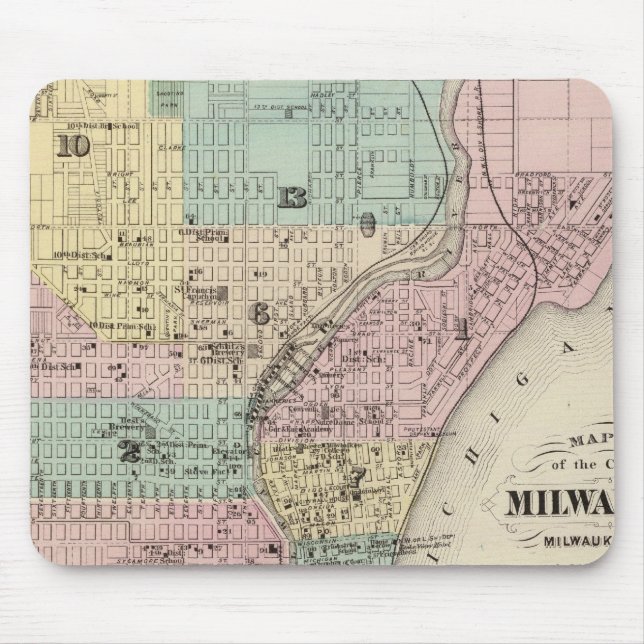 Mousepad Mapa da Cidade de Milwaukee, Milwaukee Co (Frente)