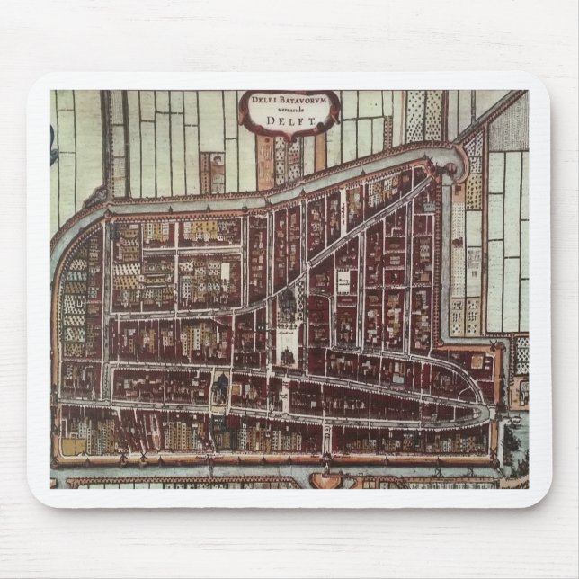 Mousepad Mapa da cidade de réplica do Delft 1649 (Frente)