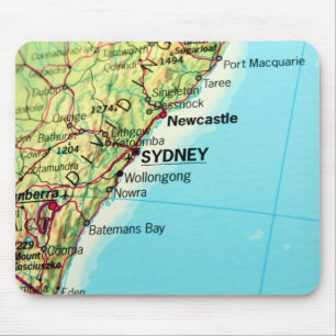 Mousepad Mapa da cidade de Sydney em Austrália