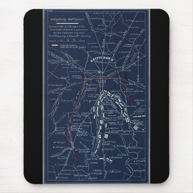 Mousepad Mapa da guerra civil do campo de batalha de (Frente)