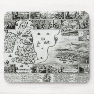 Mousepad Mapa da guerra civil Inglaterra e de uma vista de