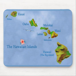 Mousepad mapa da ilha do Havaí azul