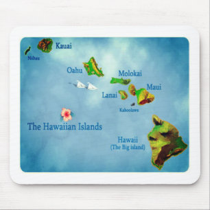 Mousepad mapa da ilha do Havaí azul