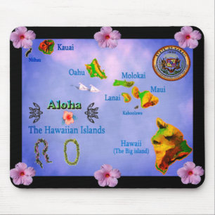 Mousepad mapa da ilha do Havaí azul