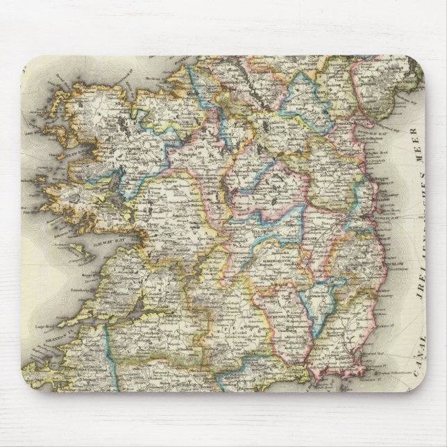 Mousepad Mapa da Irlanda - Mapa Histórico do Eire Erin Irla (Frente)