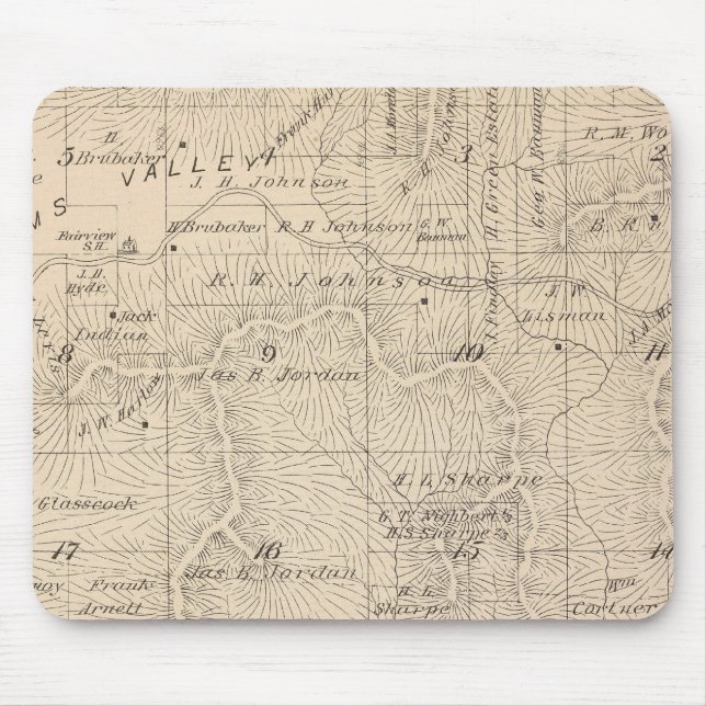 Mousepad Mapa da Seção do Condado de Tulare T15S R26E (Frente)