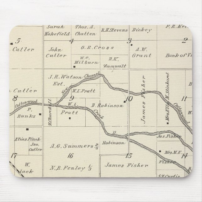 Mousepad Mapa da Seção do Condado de Tulare T17S R25E (Frente)