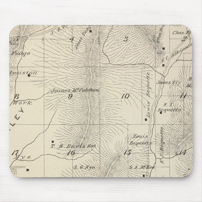 Mousepad Mapa da Seção do Condado de Tulare T17S R27E (Frente)