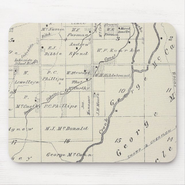 Mousepad Mapa da Seção do Condado de Tulare T20S R22E (Frente)