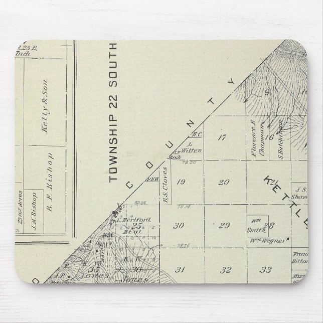Mousepad Mapa da Seção do Condado de Tulare T2223S R1617E (Frente)