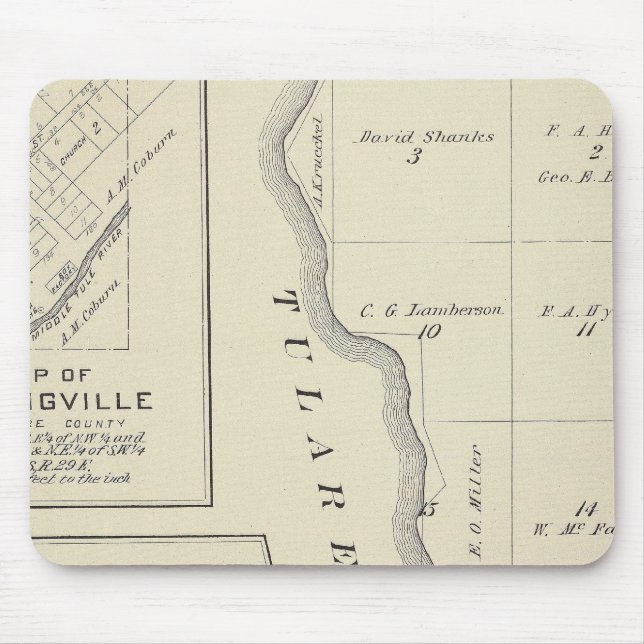 Mousepad Mapa da Seção do Condado de Tulare T22S R22E (Frente)