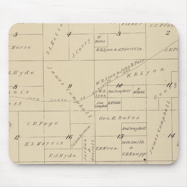Mousepad Mapa da Seção do Condado de Tulare T23S R22E (Frente)