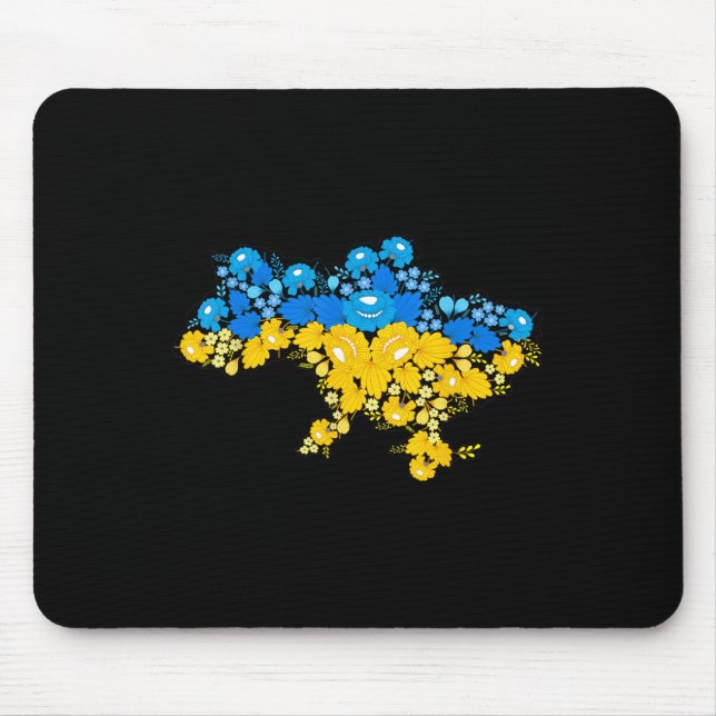 Mousepad Mapa da Ucrânia com Flores Poder Ucraniano  (Frente)