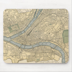 Mousepad Mapa da Vintage da AP de Pittsburgh (1891)