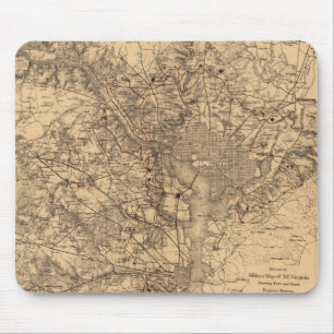 Mousepad Mapa da Vintage na Zona de Washington DC (1865)