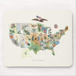 Mousepad Mapa das Flores dos Estados Unidos - Nosso Buquê