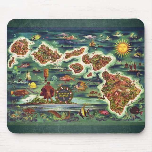 Mousepad Mapa das Ilhas Havaianas (Frente)