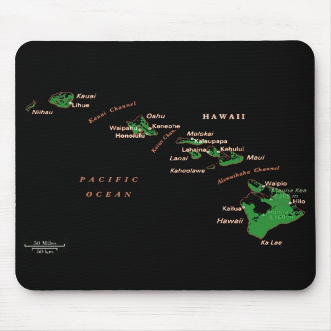 Mousepad mapa das ilhas havaianas (Frente)