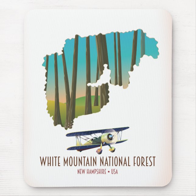 Mousepad Mapa das montanhas brancas da floresta nacional do (Frente)
