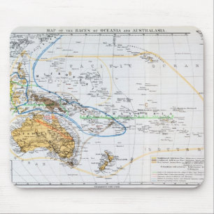 Mousepad Mapa das raças de Oceania e de Australasia