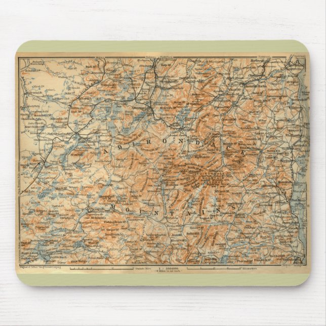 Mousepad Mapa de 1909 Adirondacks do guia do viagem do (Frente)