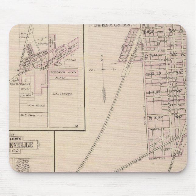 Mousepad Mapa de Auburn, De Kalb Co (Frente)